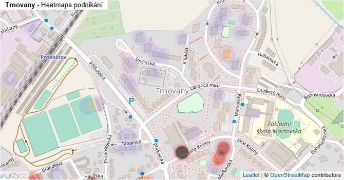 Trnovany - mapa podnikání