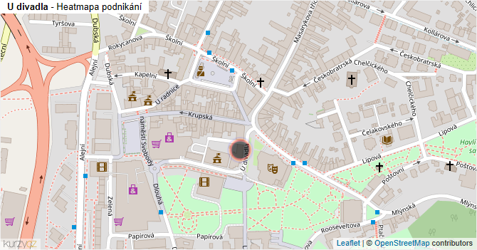 U divadla - mapa podnikání