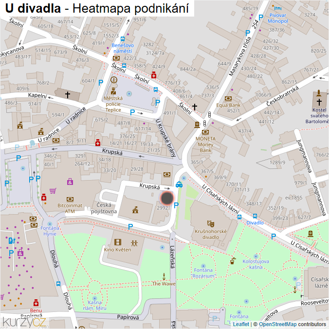 Mapa U divadla - Firmy v ulici.