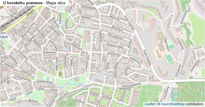 U horského pramene - mapa ulice