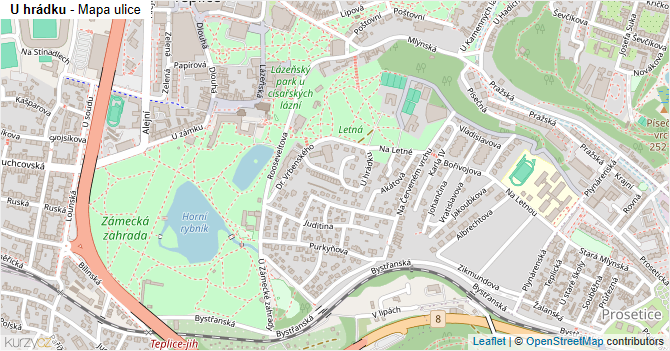 U hrádku - mapa ulice