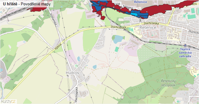 U hřiště - záplavové mapy stoleté vody