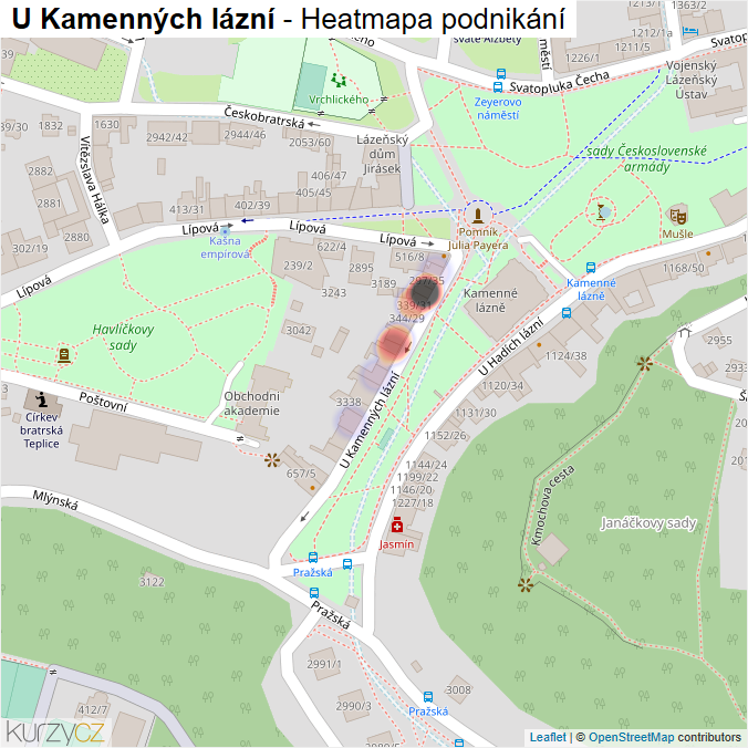 Mapa U Kamenných lázní - Firmy v ulici.
