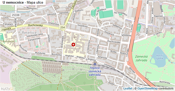 U nemocnice - mapa ulice
