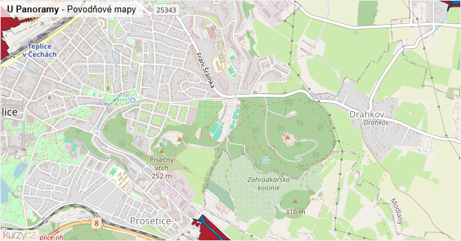 U Panoramy - záplavové mapy stoleté vody