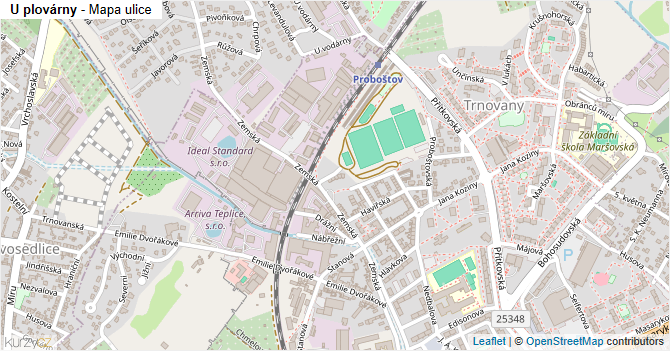U plovárny - mapa ulice