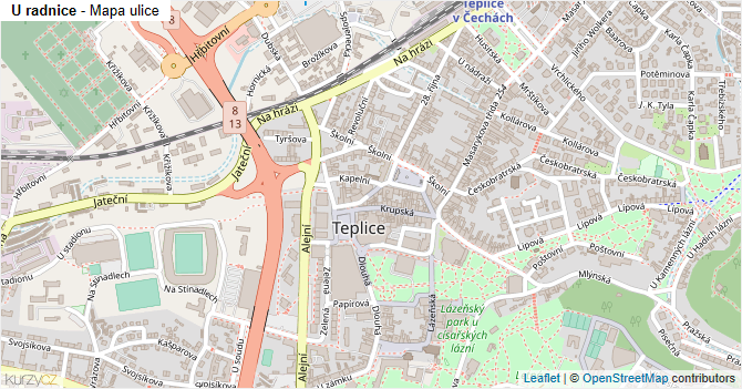 U radnice - mapa ulice