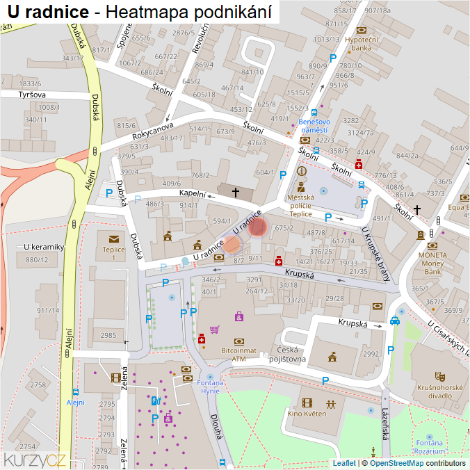 Mapa U radnice - Firmy v ulici.