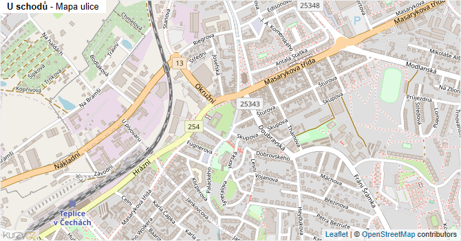 U schodů - mapa ulice