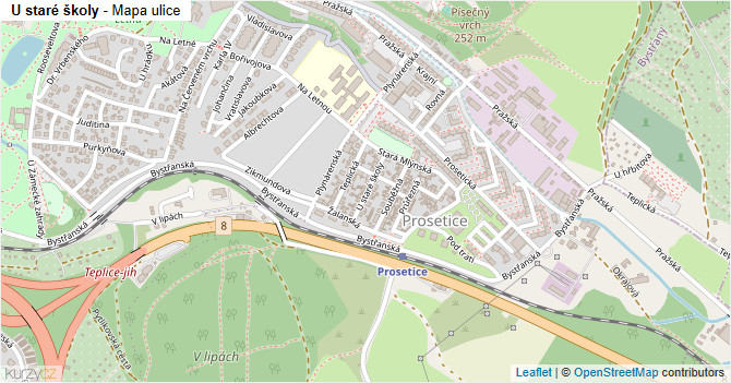 U staré školy - mapa ulice