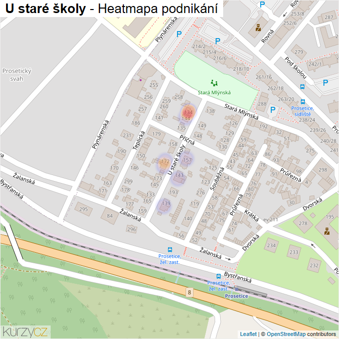 Mapa U staré školy - Firmy v ulici.