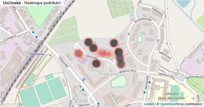 Unčínská - mapa podnikání