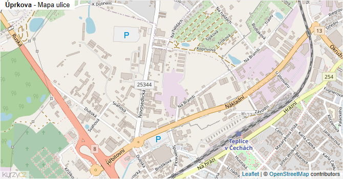 Úprkova - mapa ulice