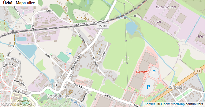 Úzká - mapa ulice