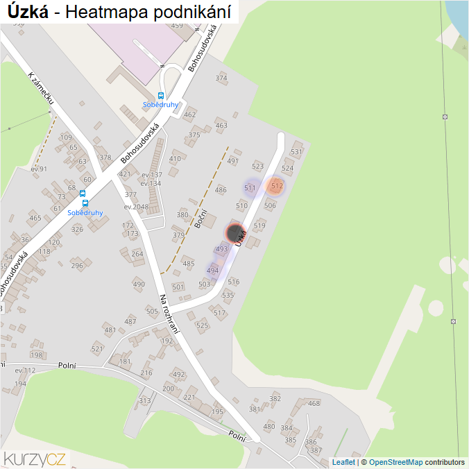 Mapa Úzká - Firmy v ulici.