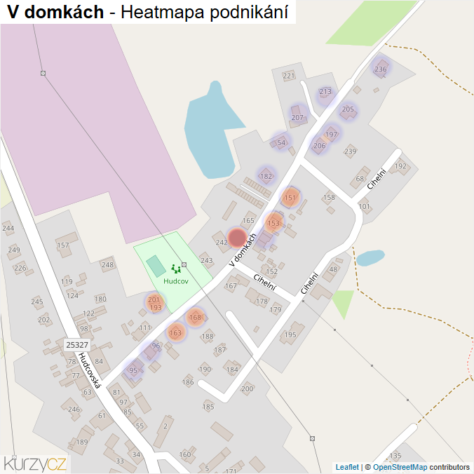 Mapa V domkách - Firmy v ulici.