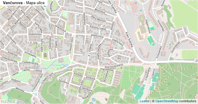 Vančurova - mapa ulice