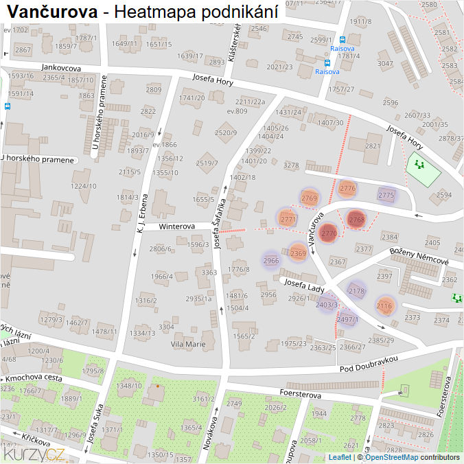 Mapa Vančurova - Firmy v ulici.