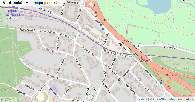 Verdunská - mapa podnikání