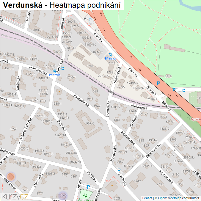 Mapa Verdunská - Firmy v ulici.