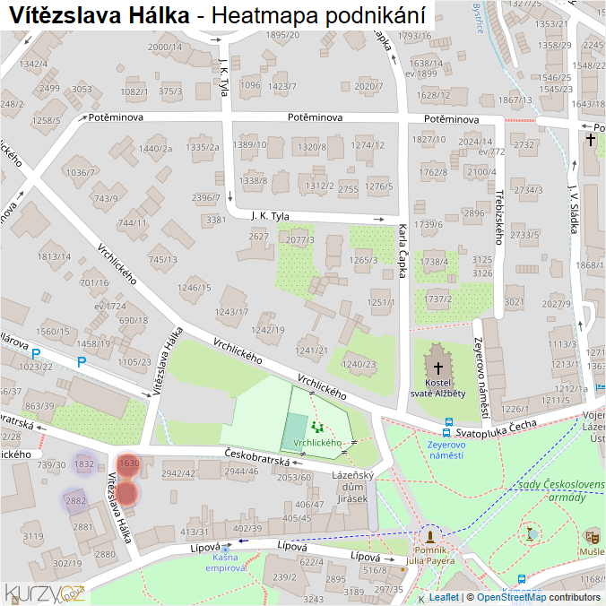 Mapa Vítězslava Hálka - Firmy v ulici.