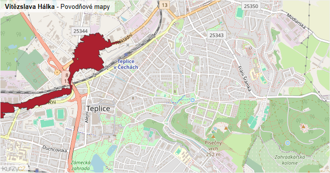 Vítězslava Hálka - záplavové mapy stoleté vody