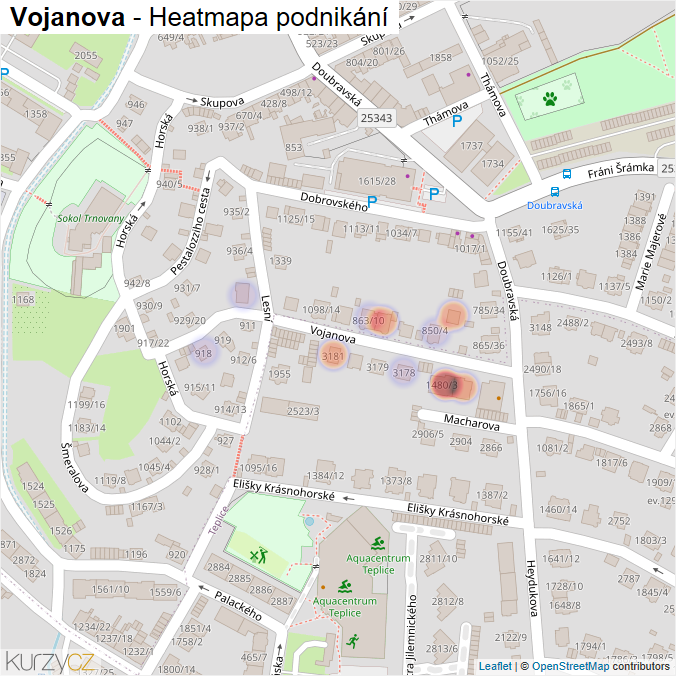 Mapa Vojanova - Firmy v ulici.
