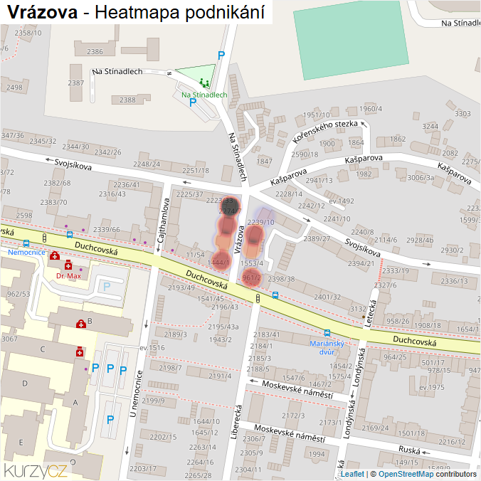 Mapa Vrázova - Firmy v ulici.