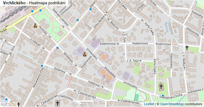 Vrchlického - mapa podnikání