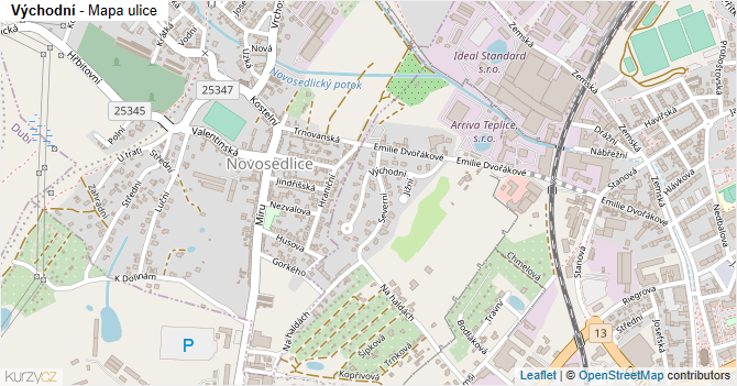 Východní - mapa ulice