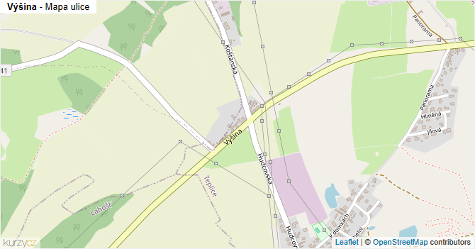 Výšina - mapa ulice
