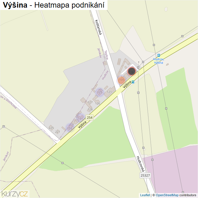 Mapa Výšina - Firmy v ulici.