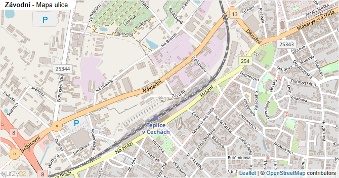 Závodní - mapa ulice