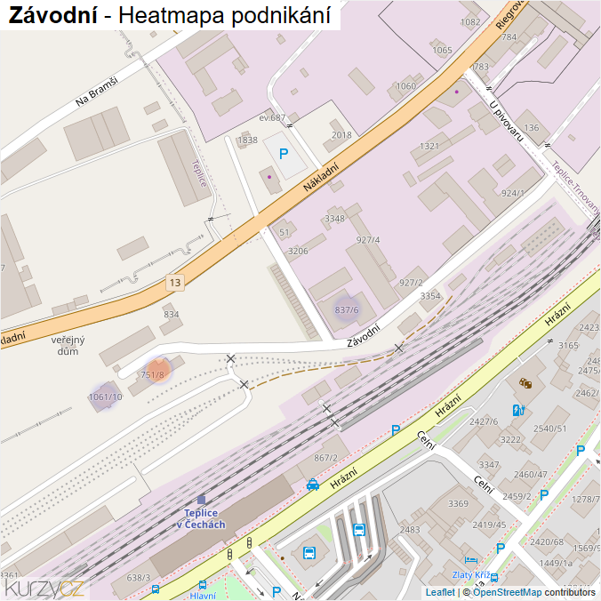 Mapa Závodní - Firmy v ulici.