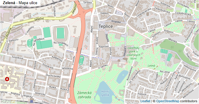 Zelená - mapa ulice