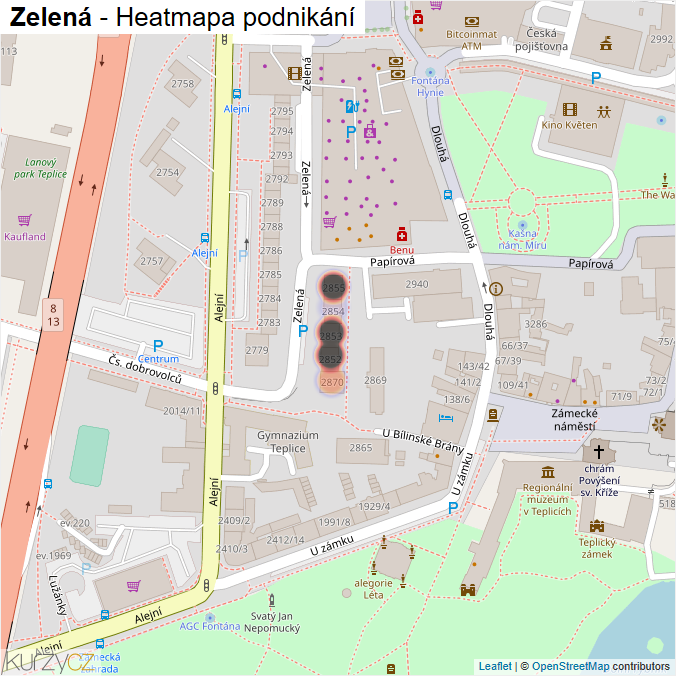 Mapa Zelená - Firmy v ulici.