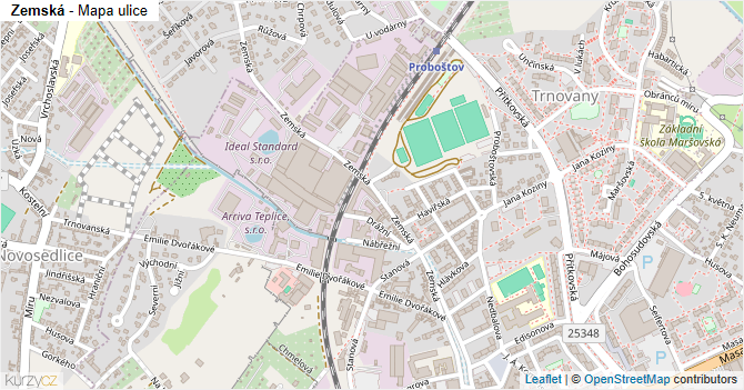 Zemská - mapa ulice
