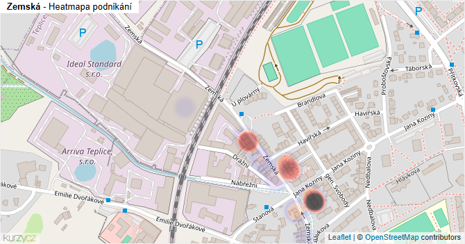 Zemská - mapa podnikání