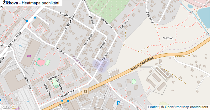 Žižkova - mapa podnikání