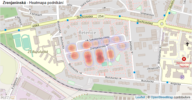 Zrenjaninská - mapa podnikání