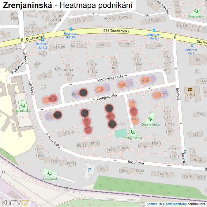 Mapa Zrenjaninská - Firmy v ulici.