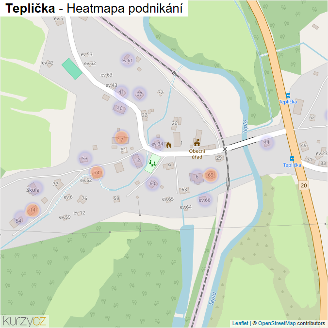 Mapa Teplička - Firmy v části obce.