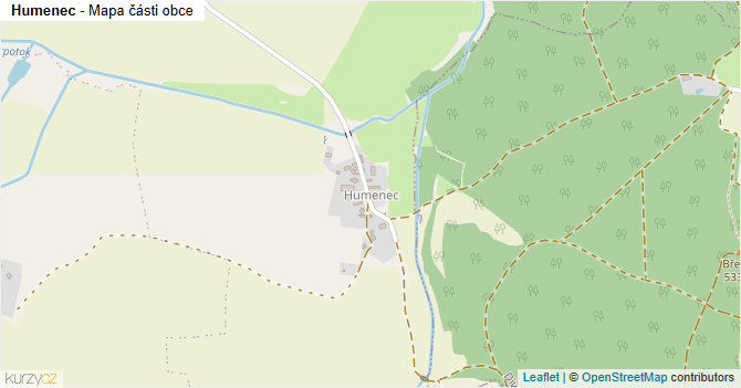 Humenec - mapa části obce