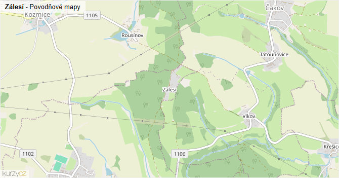 Zálesí - záplavové mapy stoleté vody