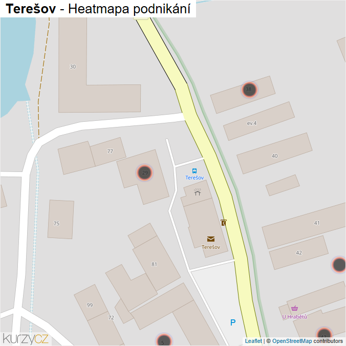 Mapa Terešov - Firmy v obci.