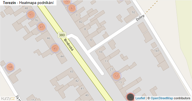 Terezín - mapa podnikání