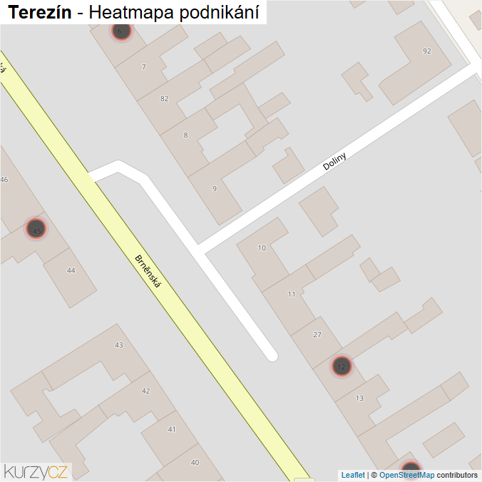 Mapa Terezín - Firmy v obci.