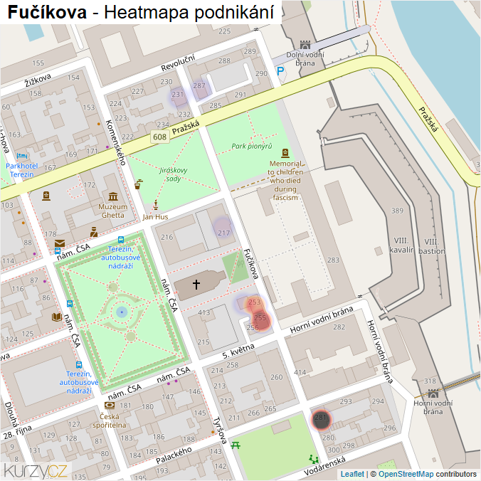 Mapa Fučíkova - Firmy v ulici.