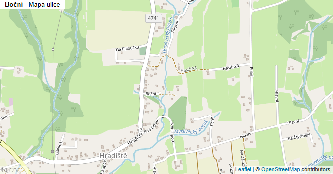 Boční - mapa ulice