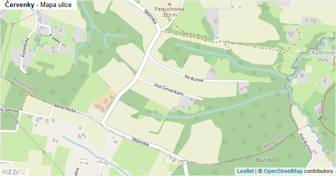 Červenky - mapa ulice